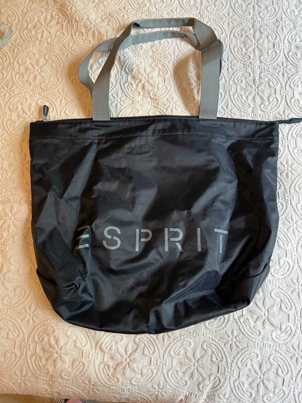 Esprit Black Tote with Gray Straps